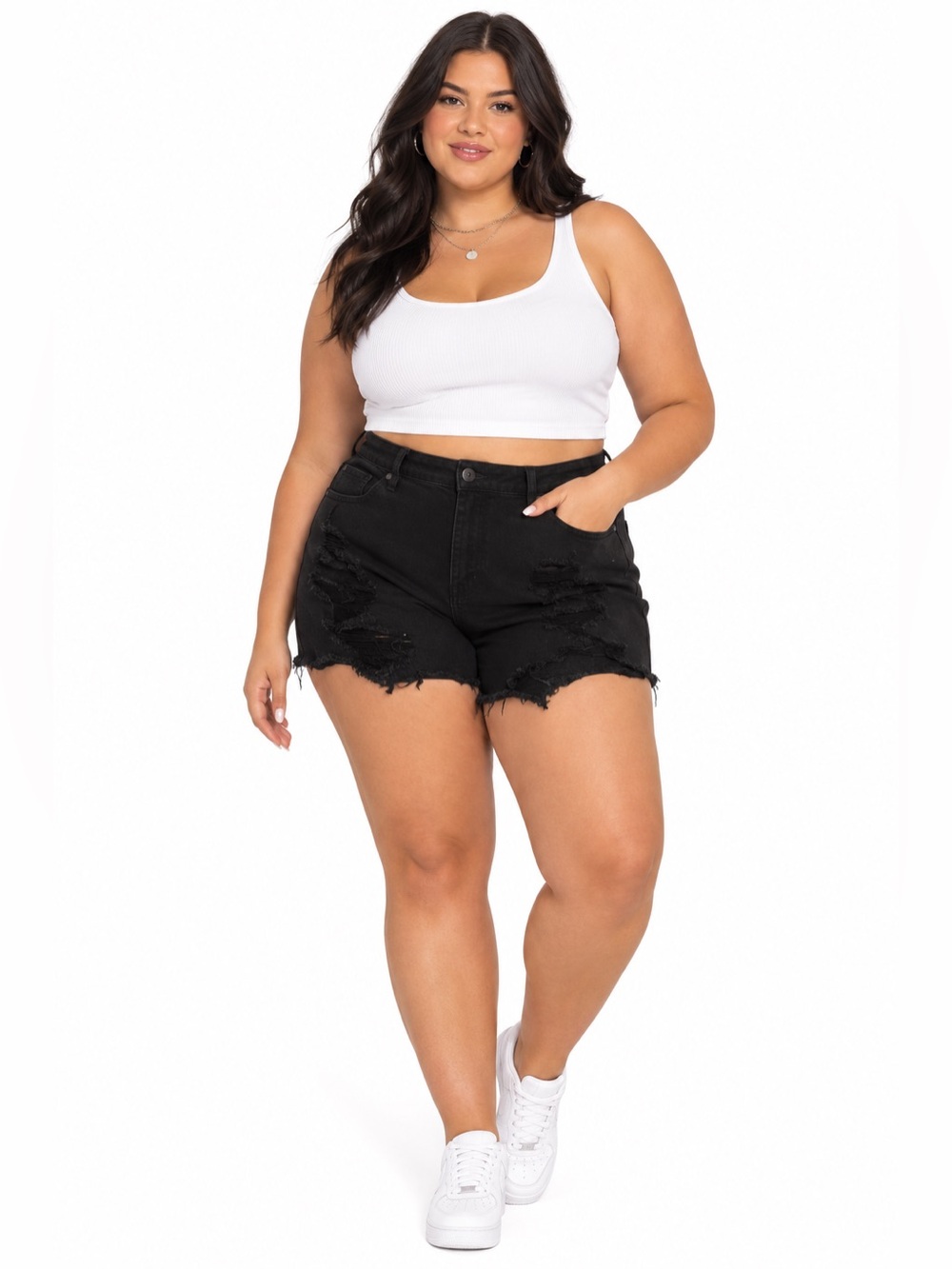 Torrid Distressed Jean Shorts Black
